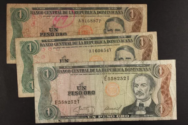 Dominican Republic, 1 Peso Oro ... Lot 3 Notes ... Rough
