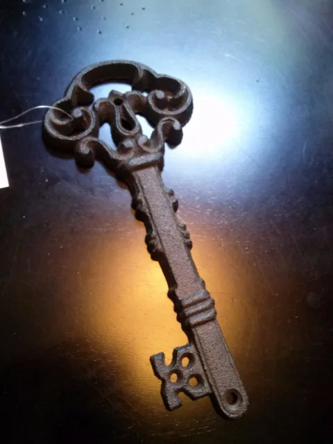 Large Cast Iron Key Wall Decor Home Decor Ornate Rusty Metal Key 7.5" Shabby