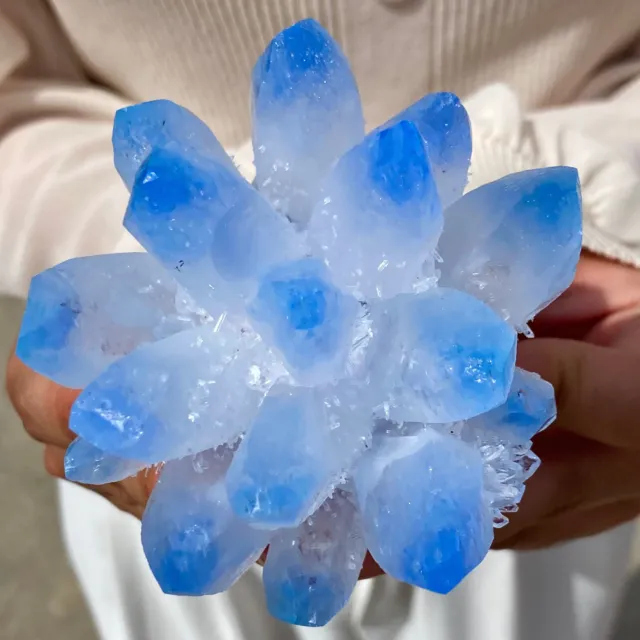 350G New Find Blue Phantom Quartz Crystal Cluster Mineral Specimen Healing.