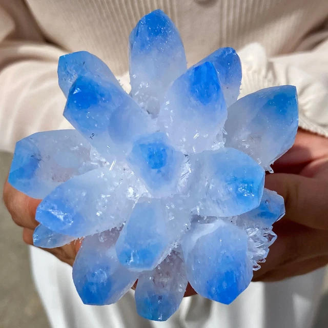 350G New Find Blue Phantom Quartz Crystal Cluster Mineral Specimen Healing.
