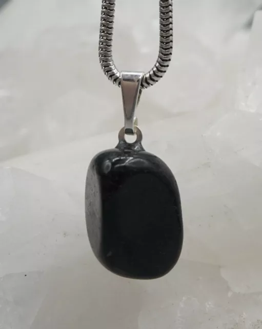 Noir Tourmaline Schorl Pendentif Pierre Tambour Avec 925er Silvereyelet Gemme j1