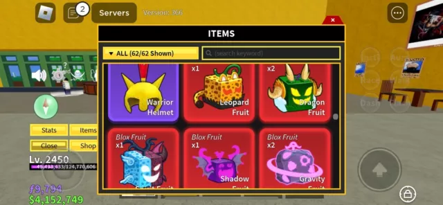 ROBLOX BLOX FRUIT Account Human V3 DOUGH V2 Max Lv.2450 160M Beli