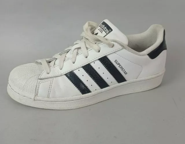 Scarpe da ginnastica Adidas Superstar da donna 5,5 bianche in pelle nera top basso casual classiche