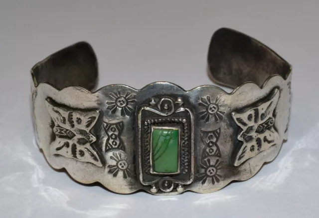 Old Pawn Pre-1920's Native Navajo Turquoise Sterling Silver Bracelet Cuff!