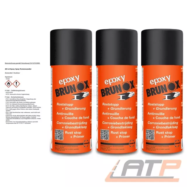 BRUNOX® 3x 400 ml EPOXY SPRAY ROSTUMWANDLER SCHUTZ ENTFERNER ROSTSTOPP