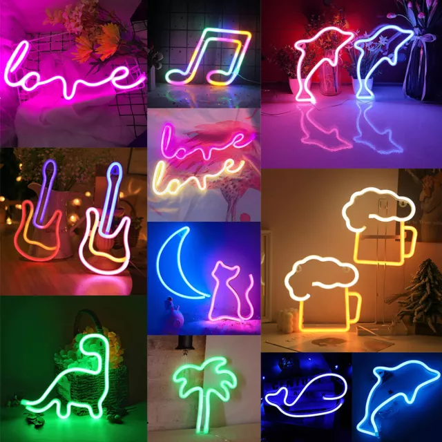 Neon Sign Light LED Wall Night Art Decor for Kids Bedroom Xmas Home Party Lamp