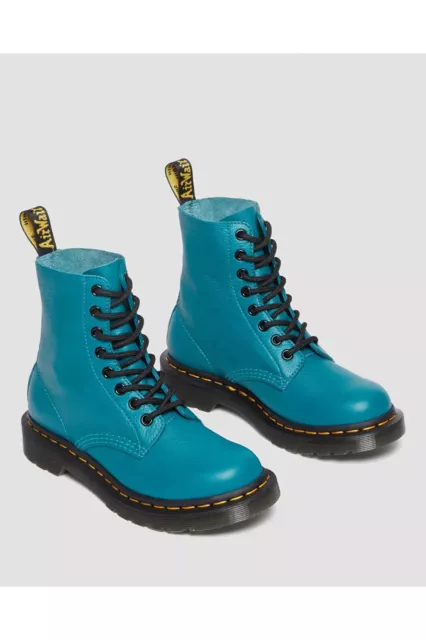 Dr.Martens 1460 Pascal Virginie Cuir Bottines - Eu 39 - Bleu Canard Vert - Neuf 2