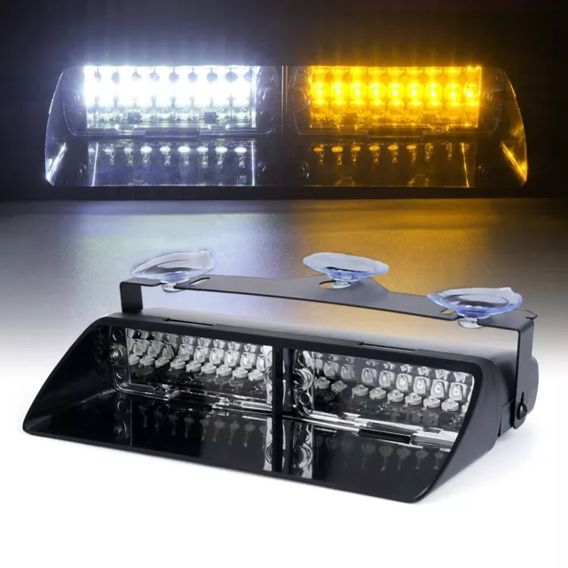 Xprite Windshield Strobe Light Bar Interior Emergency Warning Hazard Amber&White