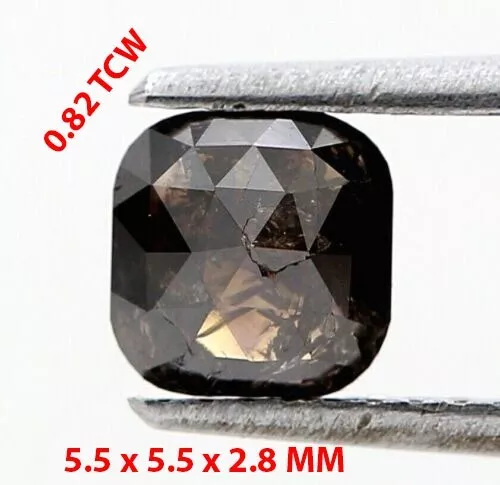 Rustique Véritable Naturel Diamant 0.82ct Grisâtre Marron Scintillant Ovale Rose 2