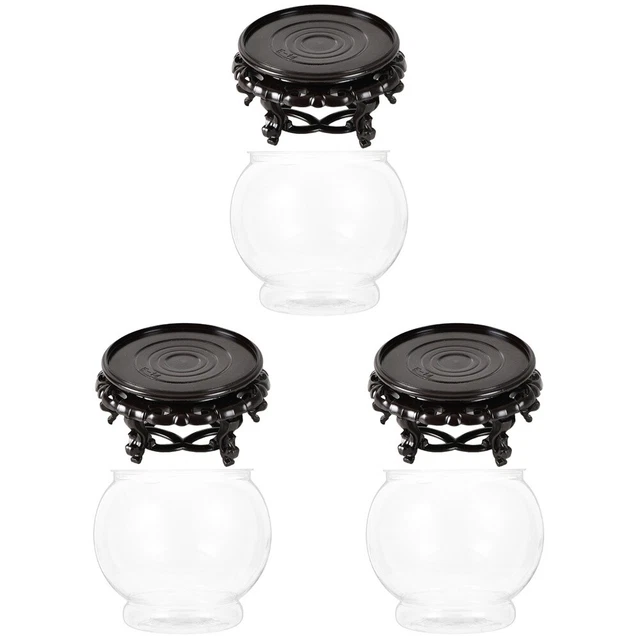 3 ensembles de bol à poisson transparent bol de poisson rouge en plastique bol