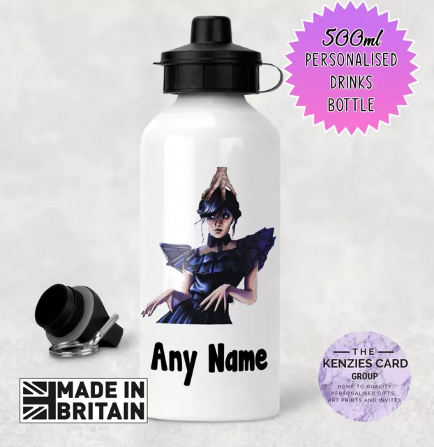Personalised  Wednesday Addams Family Kids Drinks Sports  Water Bottle V2
