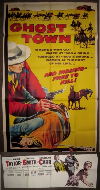 Original 3 Sheet Movie Poster 1956 GHOST TOWN Kent Taylor