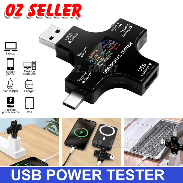 USB C TESTER Type-C PD Digital Voltage Current Power Meter Detector QC3 ...