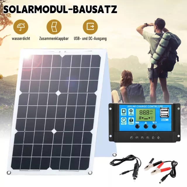 100W Solarpanel Kit Solar Set 12V Solarmodule Solaranlage 100A Laderegler RV USB 2