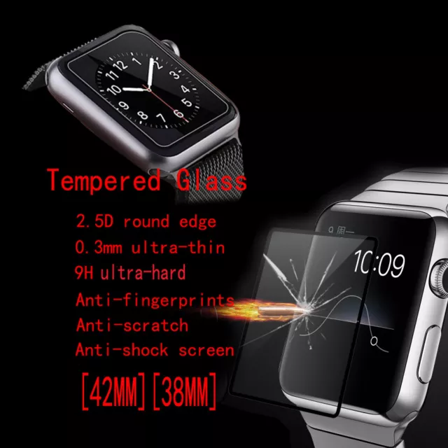 3D Full Cover Tempered Glass Screen Protector for Apple watch iwatch 38mm/42mm