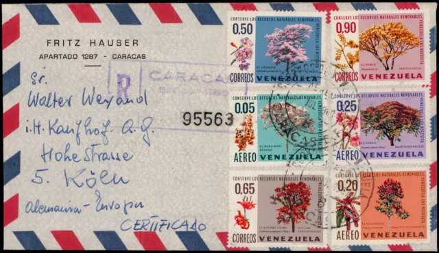 Venezuela; Bäume 1969 kpl. auf Reco.-Lupo.-Brief  "CARACAS" 1969 nach Köln