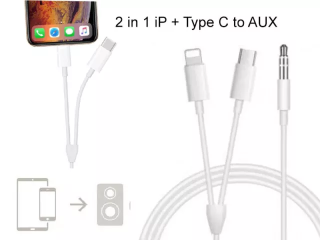 Aux Cable for iPhone 15/Pro/Max/Plus - USB-C to 3.5mm Audio Cord Car Stereo  Aux-in Adapter Speaker Jack Wire Braided TYPE-C for iPhone 15/Pro/Max/Plus  