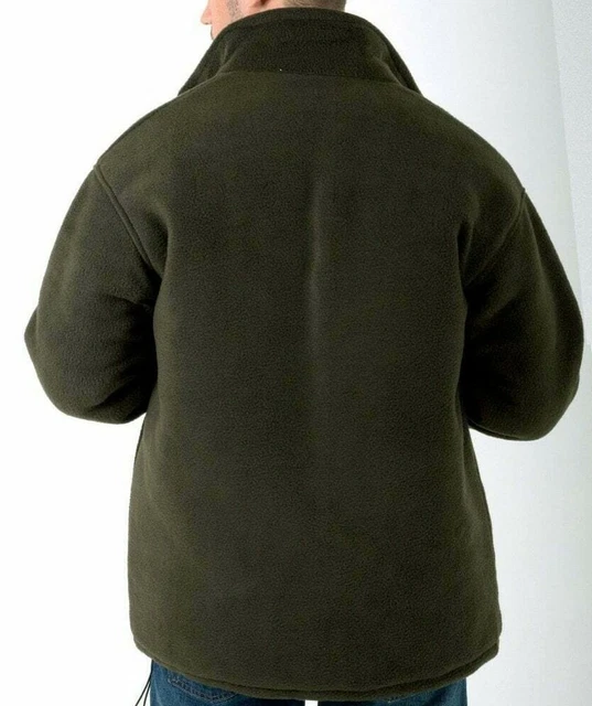 Mens Thick Warm Zipped Fleece Heavy Duty Work Jacket Padded Winter Olive Green 3
