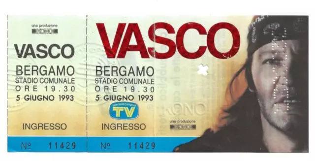 VASCO ROSSI Raro biglietto NON UTILIZZATO Gli Spari Sopra 1993 Bergamo