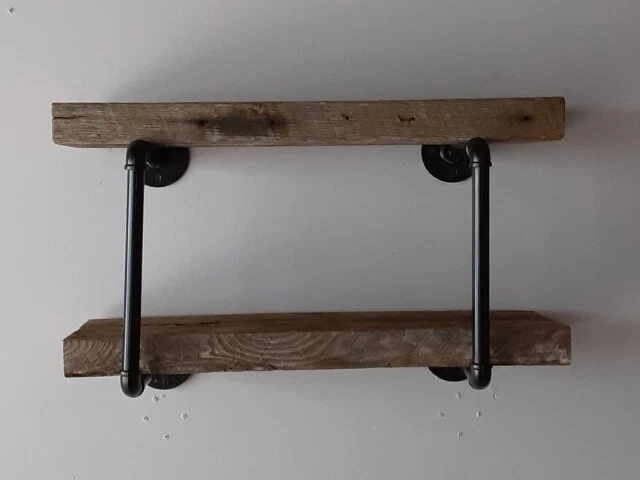 2 Shelf Rustic Farmhouse Wood Floating Shelf Decor Wall Shelf Industrial Pipe