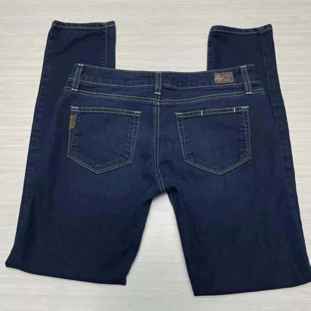 Paige Women's Peg Skinny Dark Wash Blue Denim Jeans size 27 Stretch Low Rise