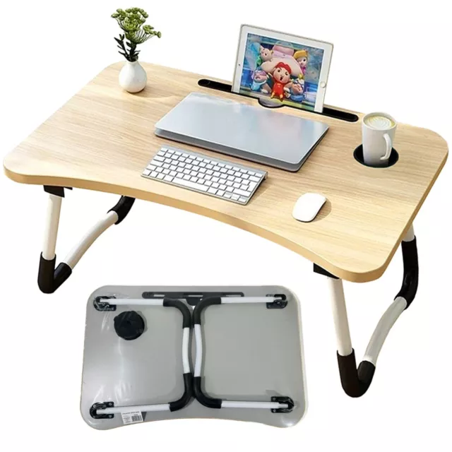 Tavolo Tavolino Letto Pieghevole PC Computer e Colazione Vassoio Scrivania Legno