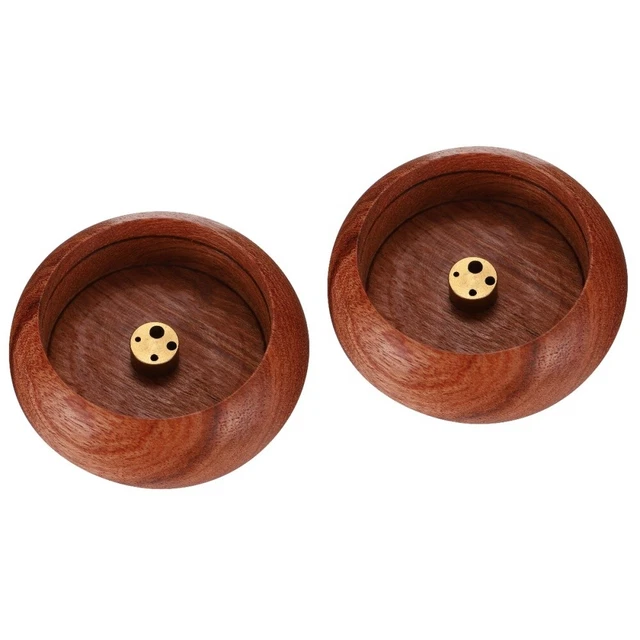 2 PCS Solid Wood Incense Holder Stick Bowl Tray Yoga