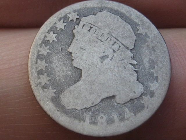 1814 Capped Bust Silver Dime- About Good Details, Small Date
