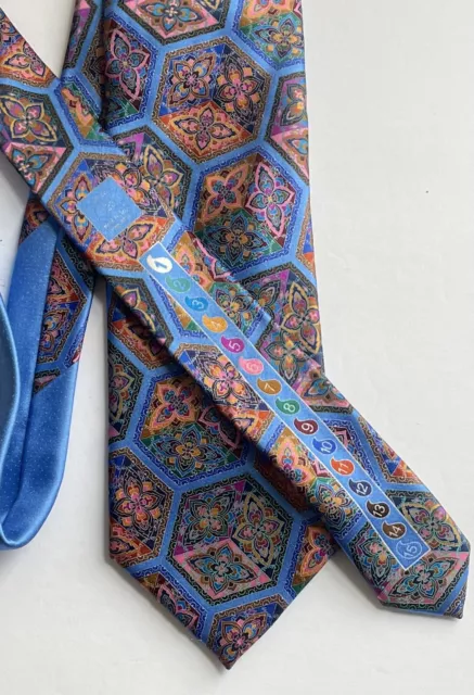 Ermenegildo Zegna mens Blue Geometric Floral print QUINDICI silk luxury Tie 3.5”