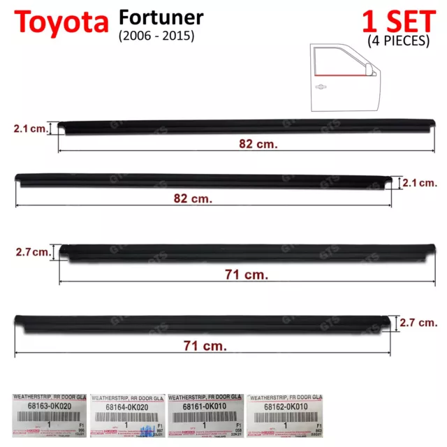 Per Toyota Fortuner SUV 2WD 4WD 2006 - '15 Set 4Dr Cintura Porta Meteo Esterni 3