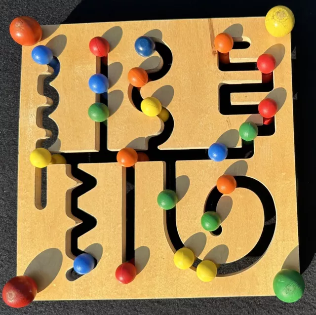 Pathfinder by Anatex Wood Colorful Puzzle Maze Educational Game Toy Vintage