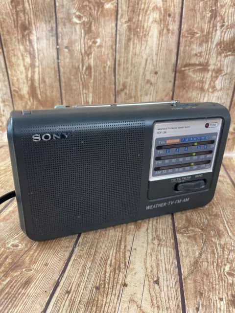 Sony Portable Radio Model ICF-36 Quad Band Weather/TV/AM/FM Cord Storage