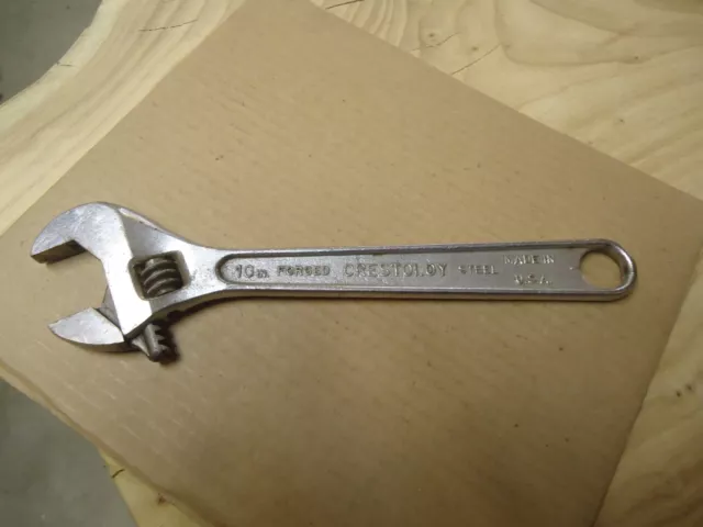 Vintage Crestoloy Crescent 10'' Adjustable Wrench Jamestown Ny Usa