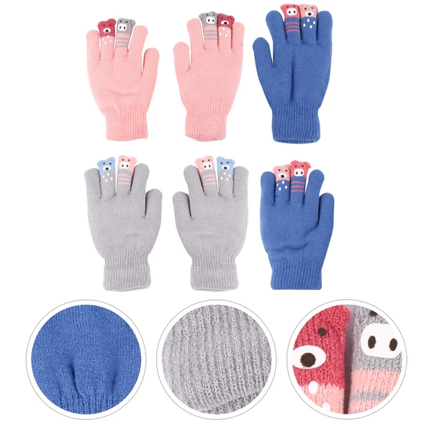 3 paia adorabili guanti invernali bambini addensano bambini a maglia in inverno