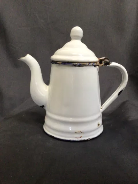 Vintage White Enamel Ware Kettle / Coffee pot - small -L & G co.