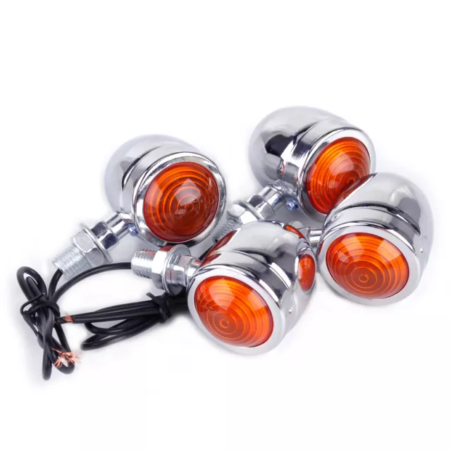 4x Chrome Motorcycle Bullet Turn Signal Indicator Brake Light for Harley Chopper 2