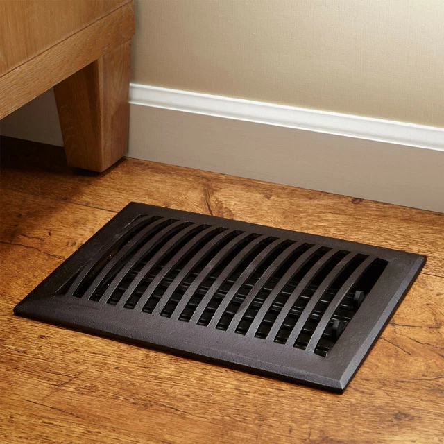 SIGNATURE HARDWARE DOME Vent Floor Register with Louvers 8x10 Oil