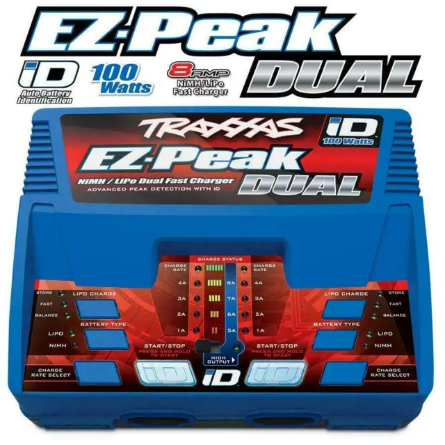 Traxxas 2972 EZ-Peak Plus NiMH / LiPo Auto-iD Dual Charger 1/10 Slash / E-Revo