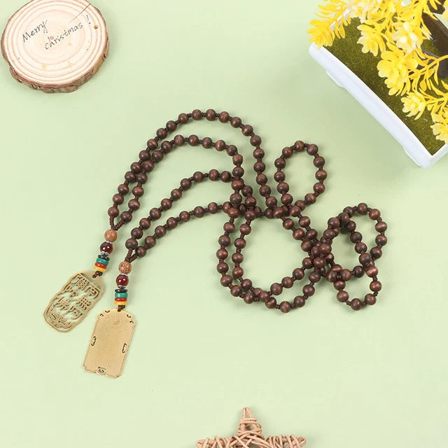 Women Men Retro Yoga Beads Necklace Natural Sandalwood Buddhist Buddha Neckl~m'