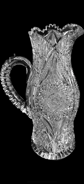 Large Elegant Antique American Brilliant Period Cut Glass Pitcher.