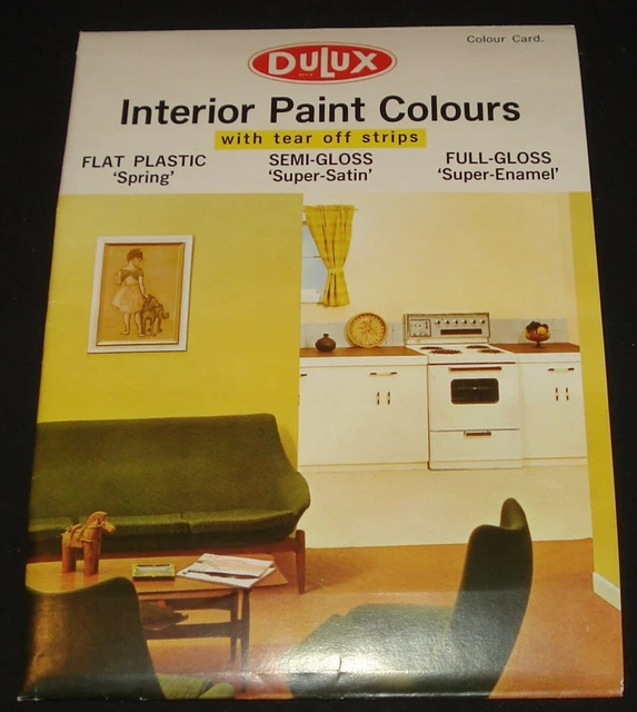 VINTAGE 1950S PAINT COLOUR GUIDE CHART DULUX INTERIOR W/ TEAR OFF