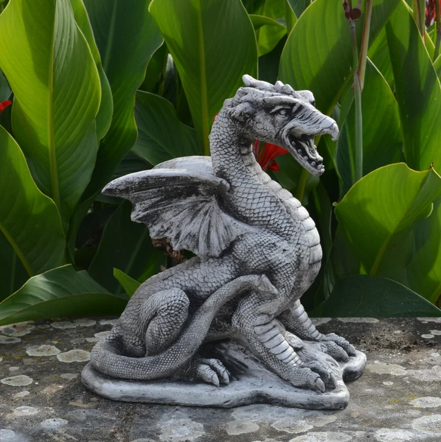 Steinfigur Drache 'Enzo' – Handgefertigt In Deutschland, Frostfester Steinguss Für Garten & Wohnung