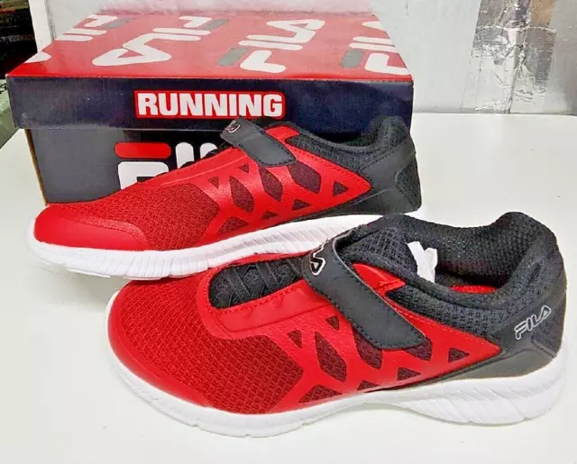 New Youth Kids Fila Faction 3 Strap Running Shoes Size 5 Red and Black