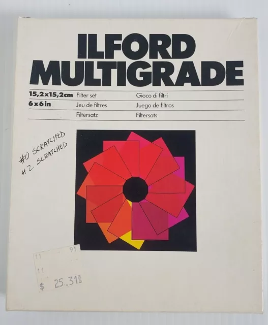 Juego de filtros ampliadores de cuarto oscuro fotografía multigrado Ilford de 12 6x6 pulgadas Juego de filtros ampliadores de cuarto oscuro fotografía multigrado Ilford de 12 6x6 pulgadas