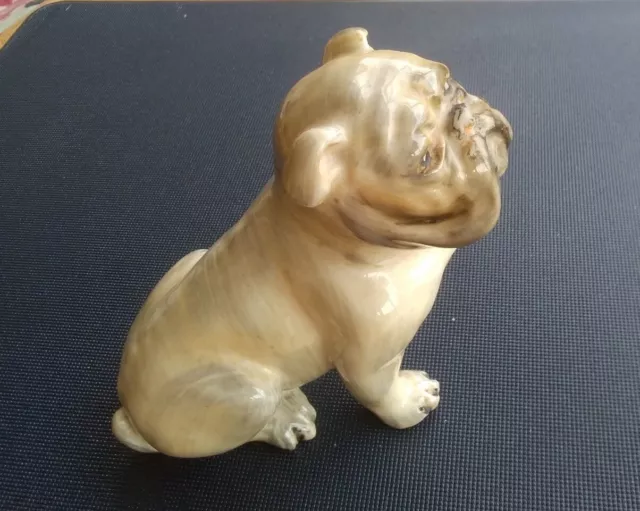 Arthur Bowker England Bone China Sitting Bulldog Hand Made Studio Figurine 1950s