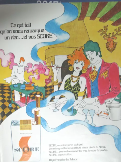 Publicite De Presse Score Cigarette Illustration Jean Berry French Ad 1968