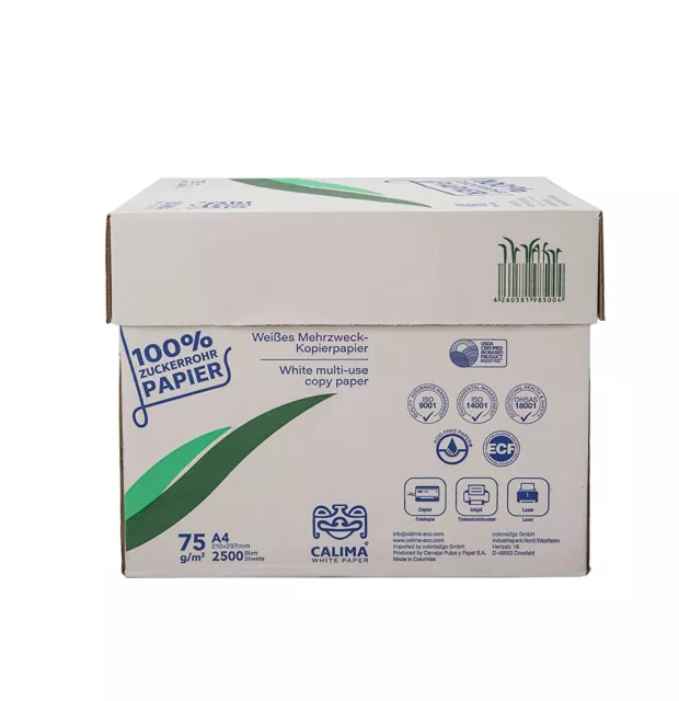 CALIMA White Paper TreeFree Kopierpapier 100% Zuckerrohr A4 75g/m² 2500 Blatt