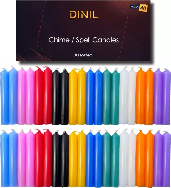 Velas 40 Colores Surtidos Mini Velas Conicas Premium de 4” X 1/2” Para Rituales