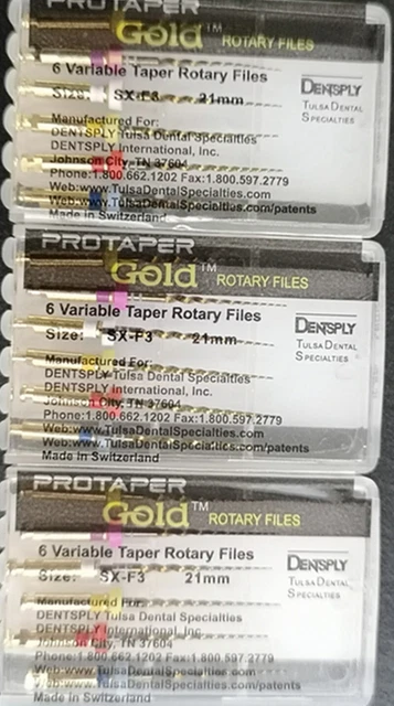3 x Dentsply ProTaper Gold Files Assorted SX-F3 21mm