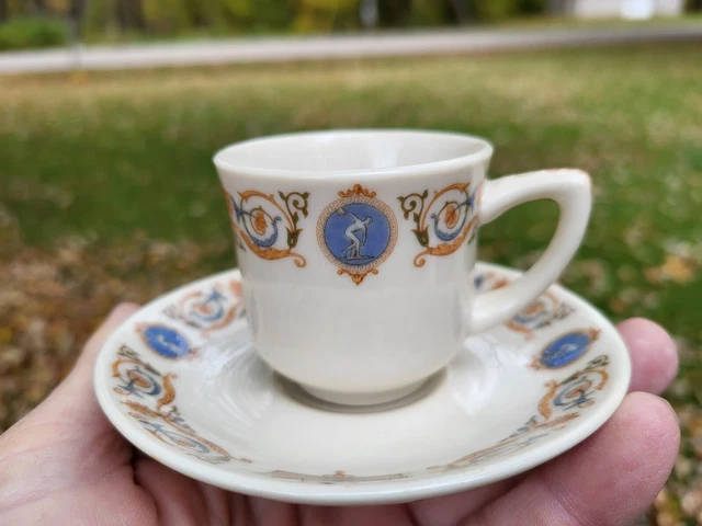 Milwaukee Road Syracuse China Galatea Demitasse Cup Saucer 1930s Railroad 3